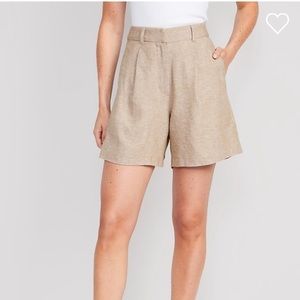 High Waisted Linen Trouser Shorts
